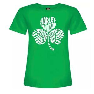 Harley Davidson Women's Green Shamrock Short Sleeve T-shirt - Gowanda, New York